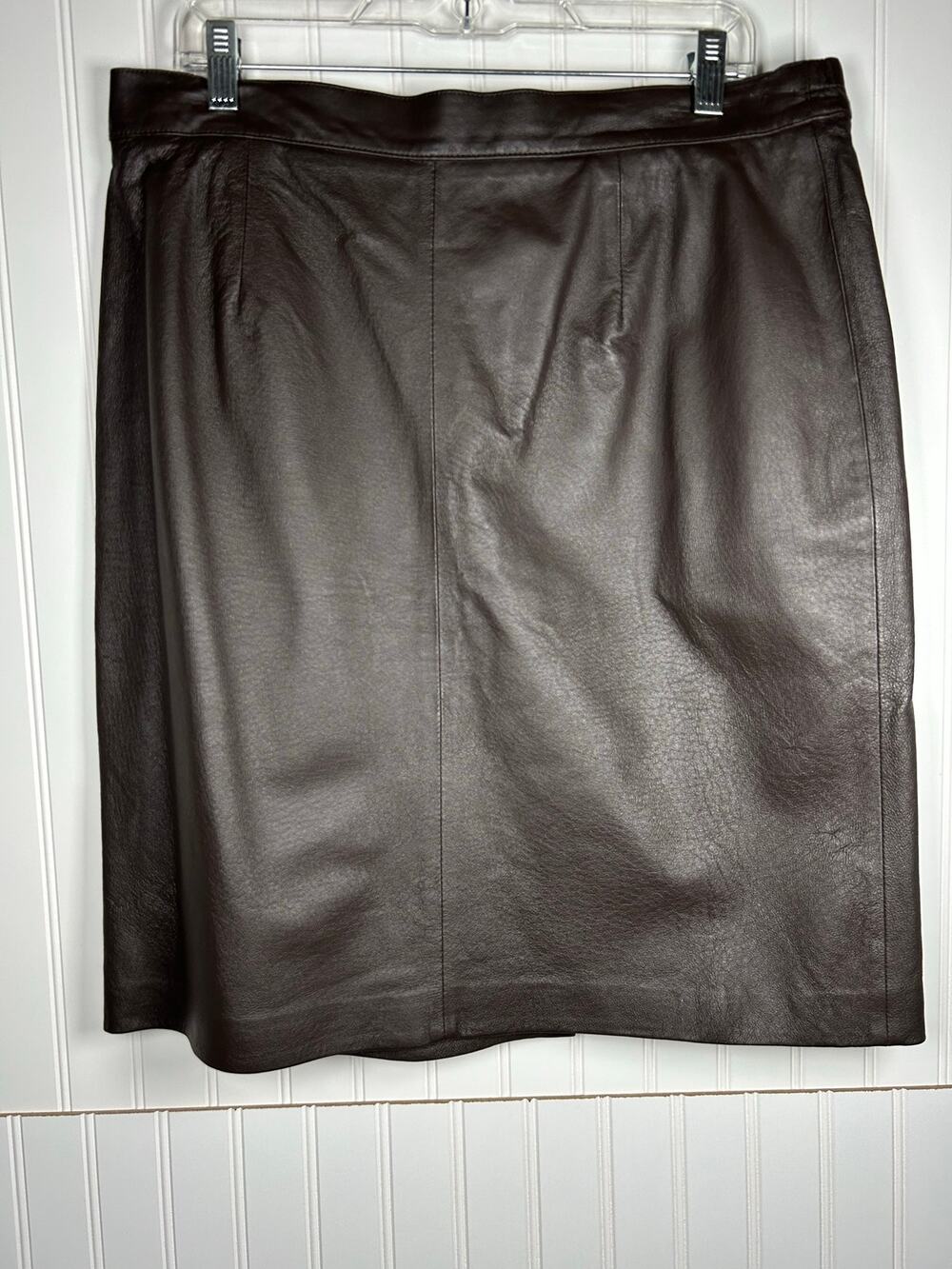 vintage Excelled Women’s Lined chocolate brown Leather short Skirt plus Size 16